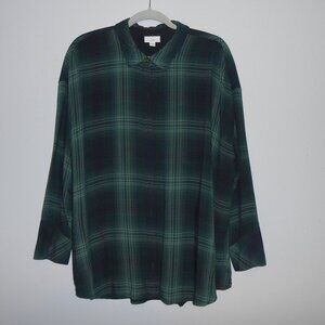 J. Jill Relaxed forest green button front shirt Women's plus size 2X